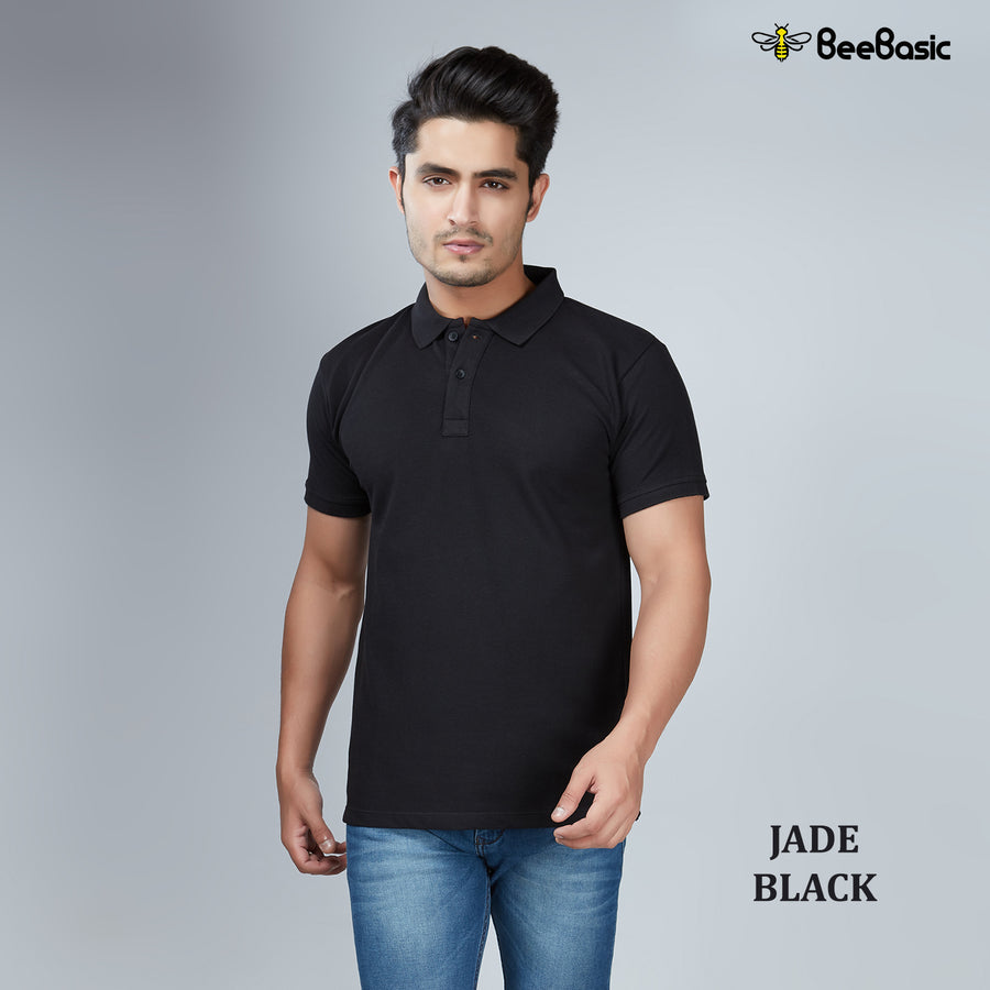 Jade Black Half Sleeve Polo T-Shirt