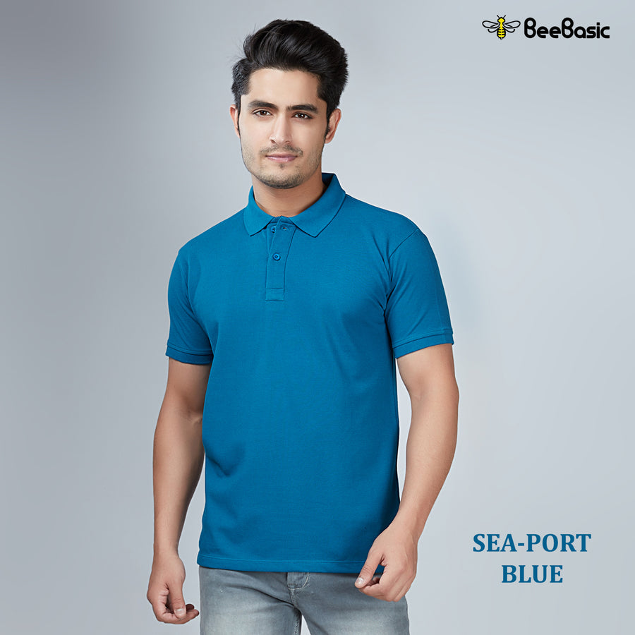 Sea-Port Blue Half Sleeve Polo T-Shirt