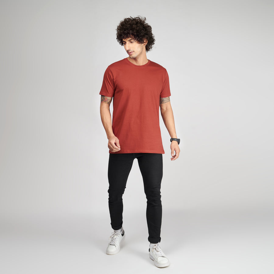 Brick Red Half Sleeve T-Shirt