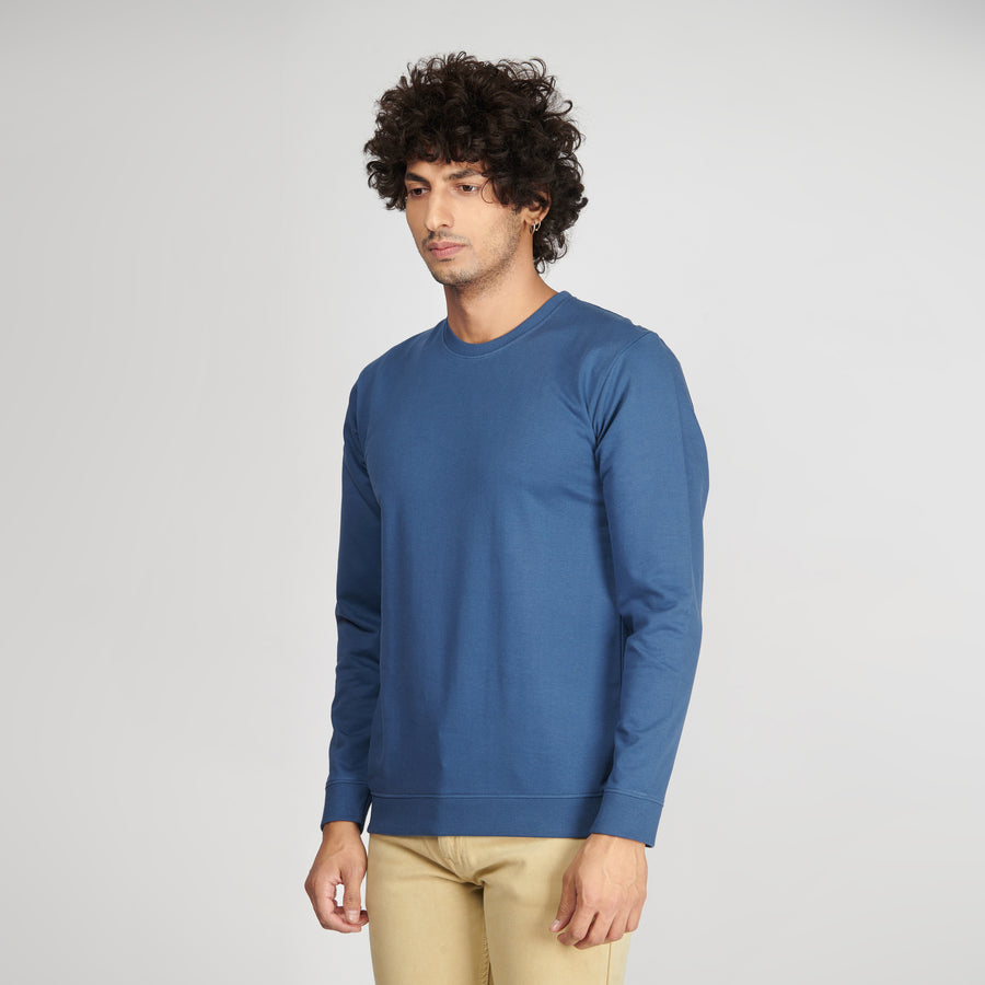 Denim Blue Crew Neck Sweatshirt