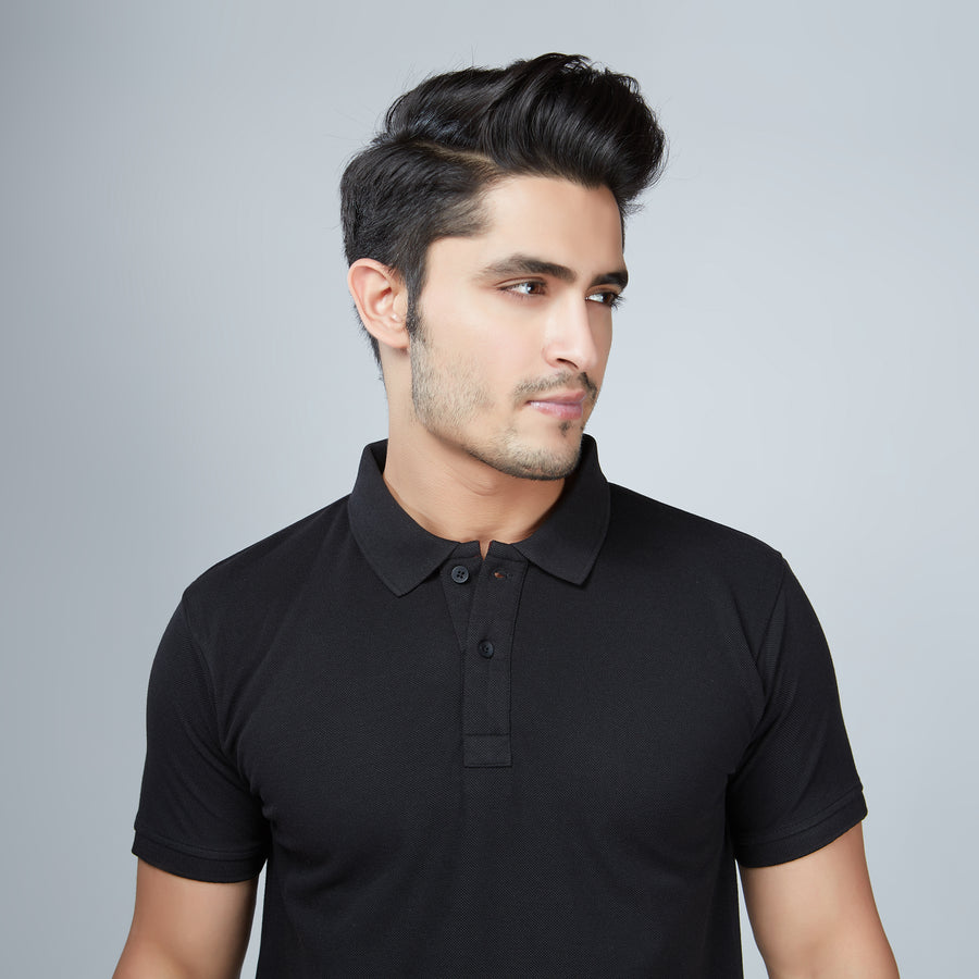 Jade Black Half Sleeve Polo T-Shirt