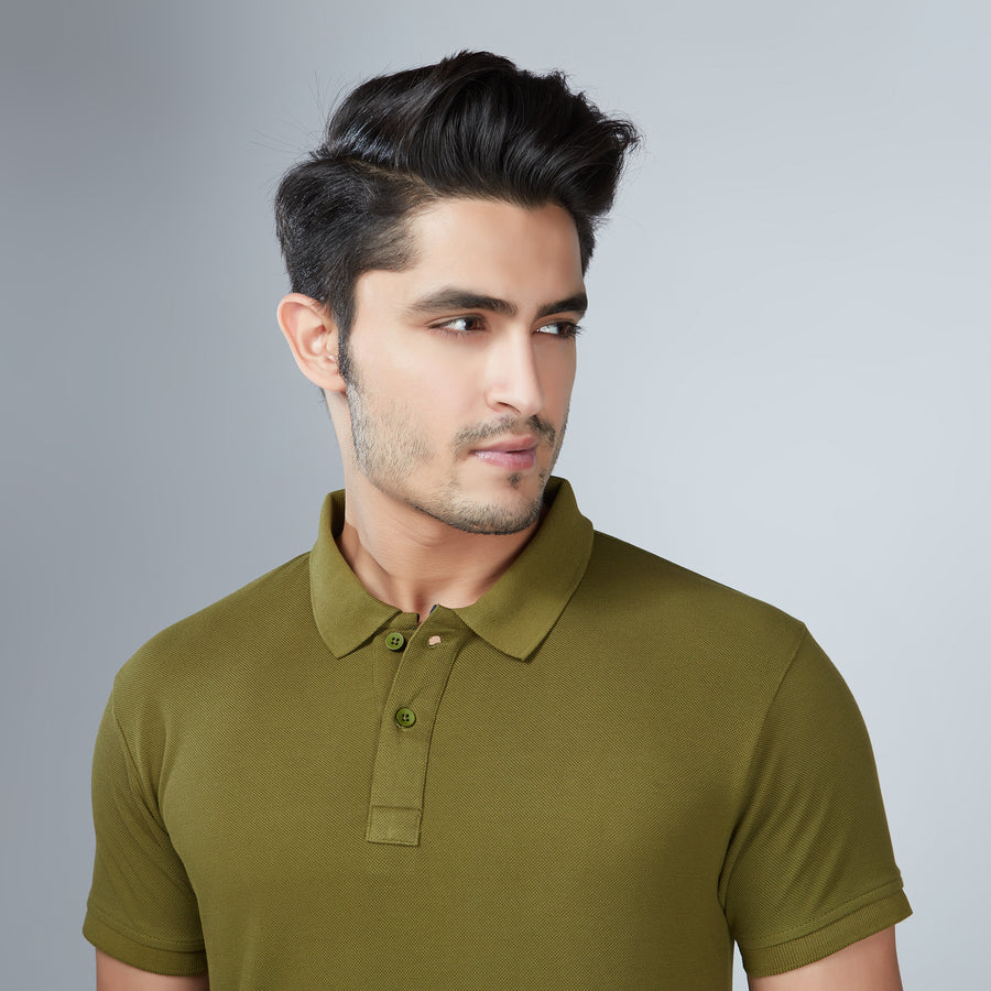 Old Olive Half Sleeve Polo T-Shirt