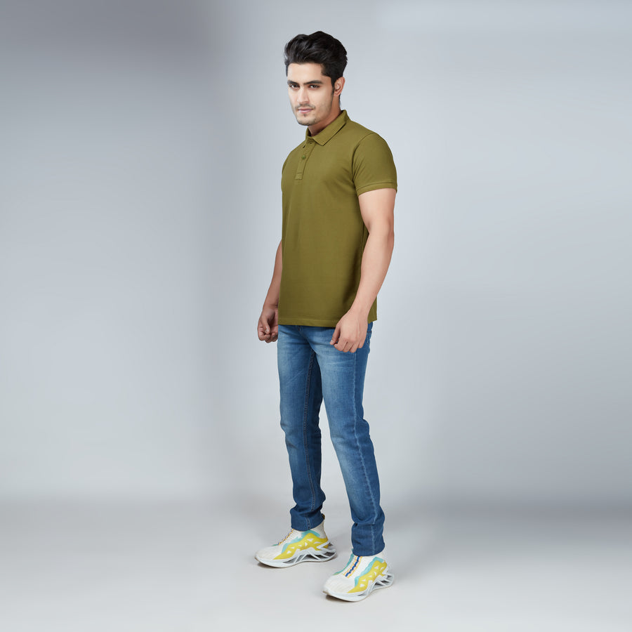 Old Olive Half Sleeve Polo T-Shirt