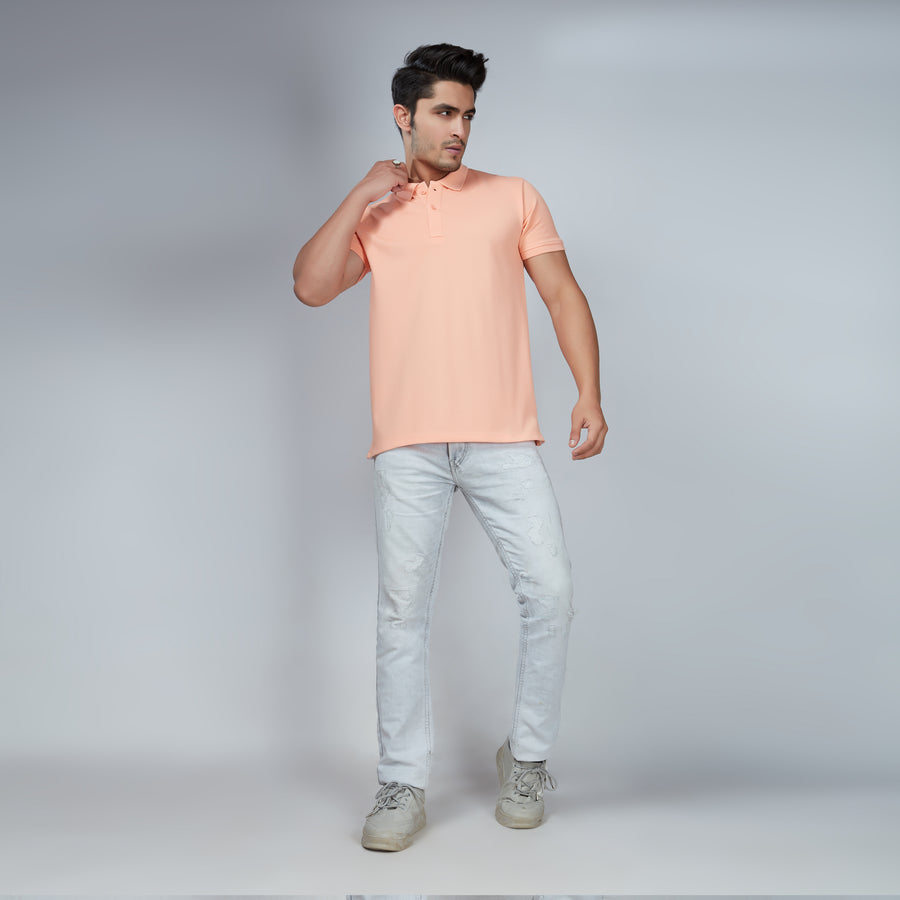 Peachy-Peach Half Sleeve Polo T-Shirt