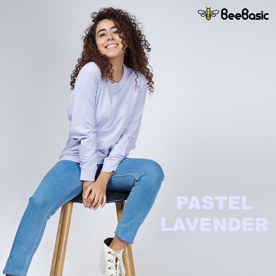Pastel Lavender Crew Neck Sweatshirt for Women