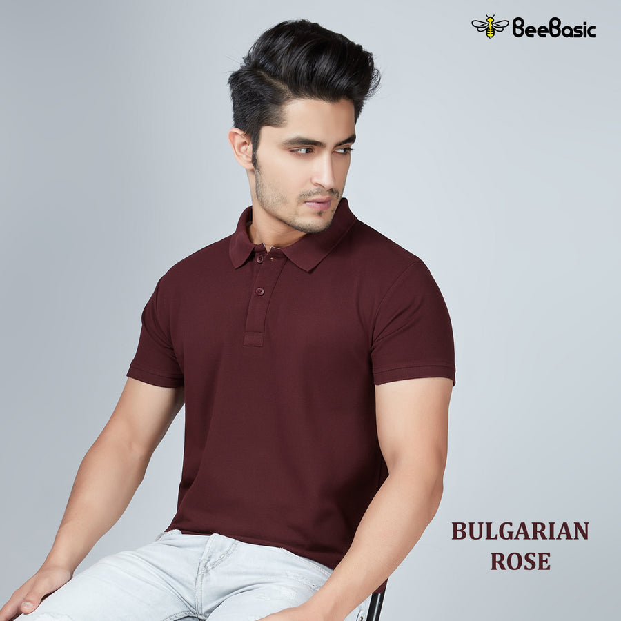 Bulgarian Rose Half Sleeve Polo T-Shirt