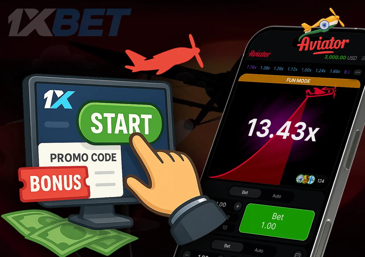 Screenshot of Aviator game and start button